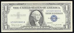 1957B $1 Blue Seal Silver Certificate Grades Select AU