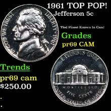 Proof 1961 Jefferson Nickel TOP POP! 5c Graded pr69 CAM BY SEGS