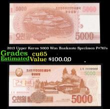 2013 Upper Korea 5000 Won Banknote Specimen P#?67s Grades Gem CU