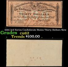 1864 3rd Series Confederate States Thirty Dollars Note Grades Select CU