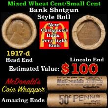 Lincoln Wheat Cent 1c Mixed Roll Orig Brandt McDonalds Wrapper, 1917-d end, Wheat other end