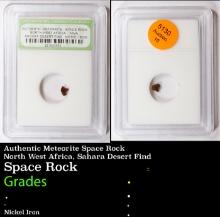 Authentic Meteorite Space Rock North West Africa, Sahara Desert Find Graded By INB