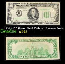 1934 $100 Green Seal Federal Reserve Note Grades xf+
