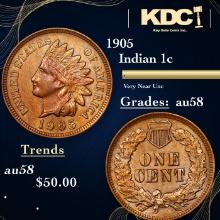 1905 Indian Cent 1c Grades Choice AU/BU Slider