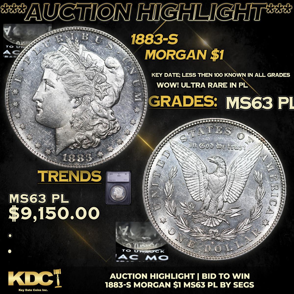 ***Auction Highlight*** 1883-s Morgan Dollar $1 Graded ms63 PL By SEGS (fc)