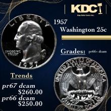 Proof 1957 Washington Quarter 25c Grades GEM++ Proof Deep Cameo