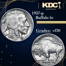 1937-p Buffalo Nickel 5c Grades vf++