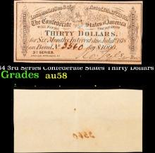 1864 3rd Series Confederate States Thirty Dollars Note Grades Choice AU/BU Slider