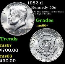 1982-d Kennedy Half Dollar 50c Grades GEM++ Unc