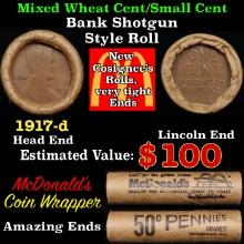 Lincoln Wheat Cent 1c Mixed Roll Orig Brandt McDonalds Wrapper, 1917-d end, Wheat other end