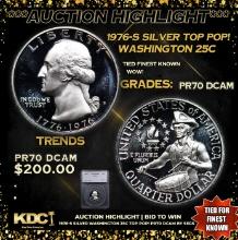 Proof 1976-s Silver Washington Quarter TOP POP! 25c Graded GEM++ Proof Deep Cameo BY SEGS