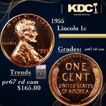 Proof 1955 Lincoln Cent 1c Graded pr67 rd cam BY SEGS