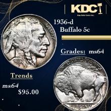 1936-d Buffalo Nickel 5c Grades Choice Unc