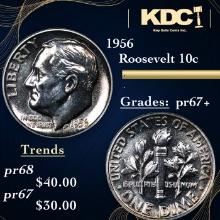 Proof 1956 Roosevelt Dime 10c Grades GEM++ Proof