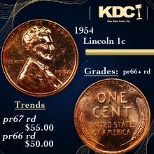 Proof 1954 Lincoln Cent 1c Grades Gem+= Proof Red