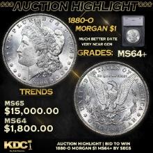 ***Auction Highlight*** 1880-o Morgan Dollar 1 Graded ms64+ By SEGS (fc)