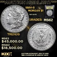 ***Auction Highlight*** 1884-s Morgan Dollar $1 Graded Select Unc By USCG (fc)