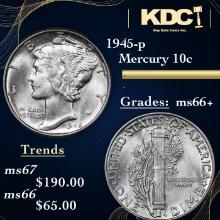 1945-p Mercury Dime 10c Grades GEM++ Unc