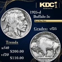 1925-d Buffalo Nickel 5c Grades vf+