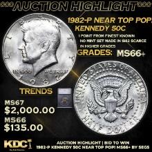 ***Auction Highlight*** 1982-p Kennedy Half Dollar Near TOP POP! 50c Graded ms66+ BY SEGS (fc)