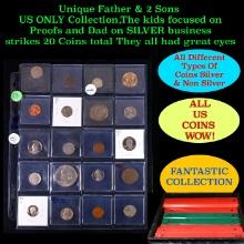 Unique Father & 2 Sons US ONLY Collection,The kids focused on Proofs and Dad on SILVER business stri