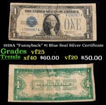 1928A "Funnyback" $1 Blue Seal Silver Certificate Grades vf+