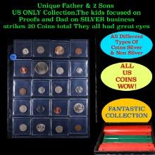 Unique Father & 2 Sons US ONLY Collection,The kids focused on Proofs and Dad on SILVER business stri