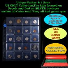 Unique Father & 2 Sons US ONLY Collection,The kids focused on Proofs and Dad on SILVER business stri