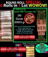 THIS AUCTION ONLY! BU Shotgun Lincoln 1c roll, 2003-p 50 pcs Plus THREE bonus random date BU roll! B