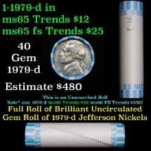 BU Shotgun Jefferson 5c roll, 1979-d 40 pcs Bank $2 Nickel Wrapper