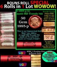 THIS AUCTION ONLY! BU Shotgun Lincoln 1c roll, 1995-p 50 pcs Plus THREE bonus random date BU roll! B