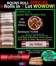 THIS AUCTION ONLY! BU Shotgun Lincoln 1c roll, 1996-p 50 pcs Plus THREE bonus random date BU roll! B