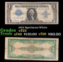 1923 $1 large size Blue Seal Silver Certificate Grades vf+ Signatures Speelman/White