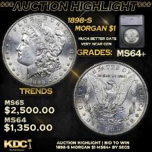 ***Auction Highlight*** 1898-s Morgan Dollar 1 Graded ms64+ By SEGS (fc)