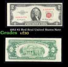 1953 $2 Red Seal United States Note Grades vf++