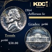 Proof 1954 Jefferson Nickel 5c Grades GEM+ Proof