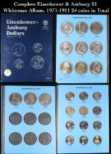 ***Auction Highlight*** Complete Eisenhower & Anthony $1 Whitnman Album, 1971-1911 24 coins in Total