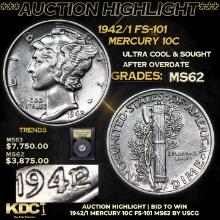 ***Auction Highlight*** 1942/1 Mercury Dime FS-101 10c Graded Select Unc By USCG (fc)