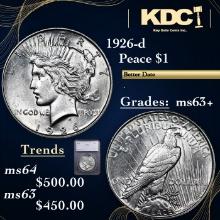 1926-d Peace Dollar $1 Graded ms63+ BY SEGS