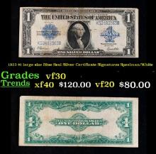 1923 $1 large size Blue Seal Silver Certificate Grades vf++ Signatures Speelman/White