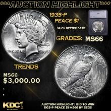 ***Auction Highlight*** 1935-p Peace Dollar $1 Graded ms66 BY SEGS (fc)