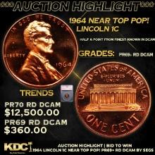 Proof ***Auction Highlight*** 1964 Lincoln Cent Near Top Pop! 1c Graded pr69+ rd DCAM BY SEGS (fc)