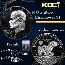 Proof 1973-s silver Eisenhower Dollar $1 Graded pr69+ dcam BY SEGS