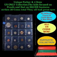 Unique Father & 2 Sons US ONLY Collection,The kids focused on Proofs and Dad on SILVER business stri