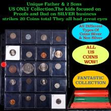 Unique Father & 2 Sons US ONLY Collection,The kids focused on Proofs and Dad on SILVER business stri