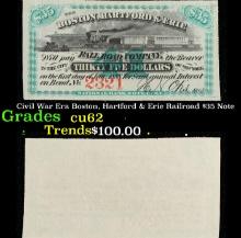 Civil War Era Boston, Hartford & Erie Railroad $35 Note Grades Select CU