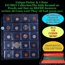 Unique Father & 2 Sons US ONLY Collection,The kids focused on Proofs and Dad on SILVER business stri