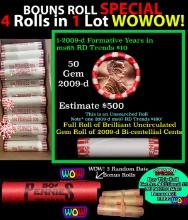 THIS AUCTION ONLY! BU Shotgun Lincoln 1c roll, 2009-d Splitter 50 pcs Plus THREE bonus random date B