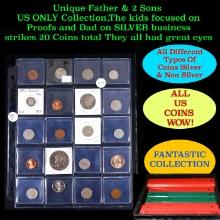 Unique Father & 2 Sons US ONLY Collection,The kids focused on Proofs and Dad on SILVER business stri