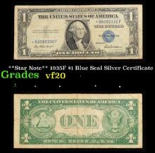 **Star Note** 1935F $1 Blue Seal Silver Certificate Grades vf, very fine